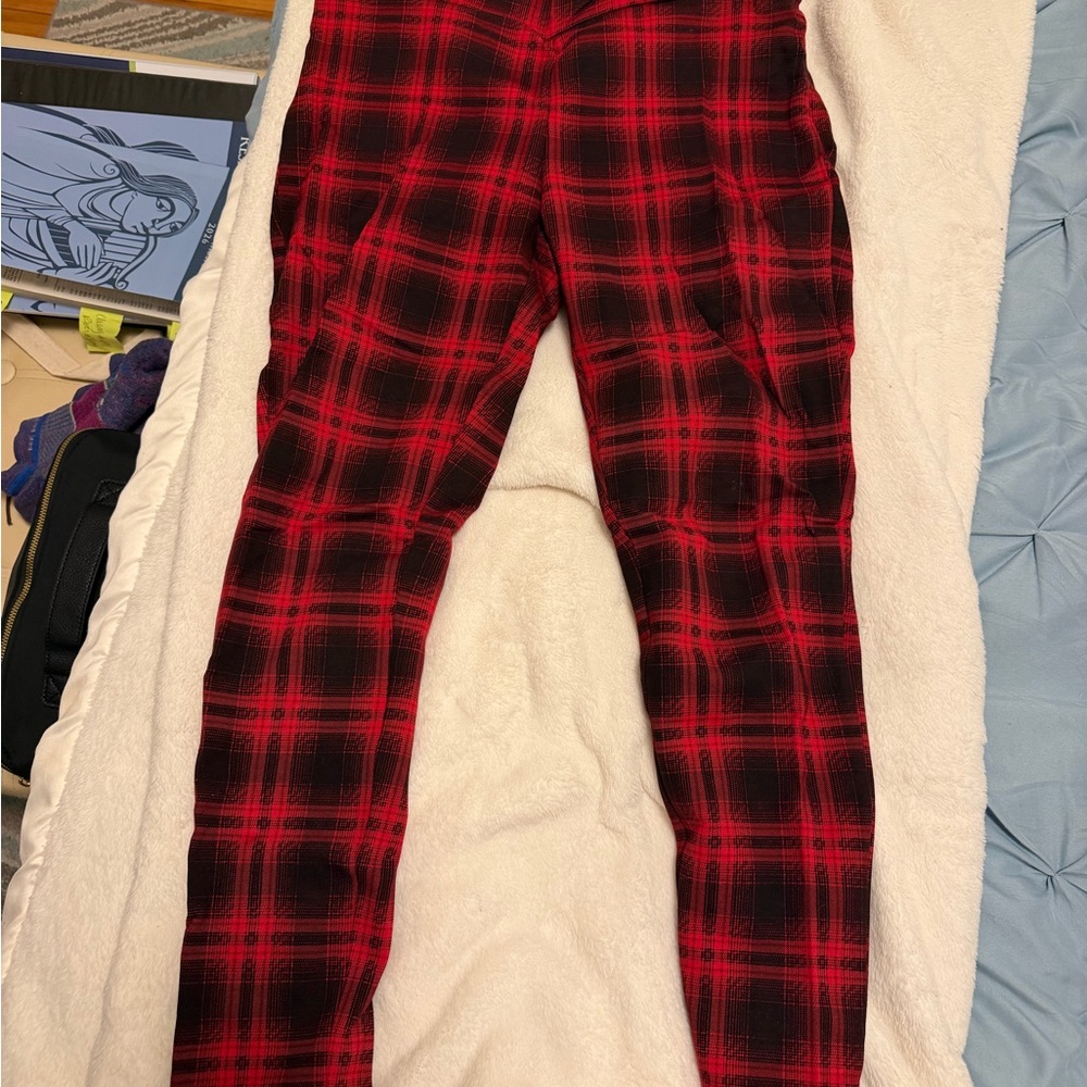 LOFT Red & Black Buffalo Plaid Ponte Leggings